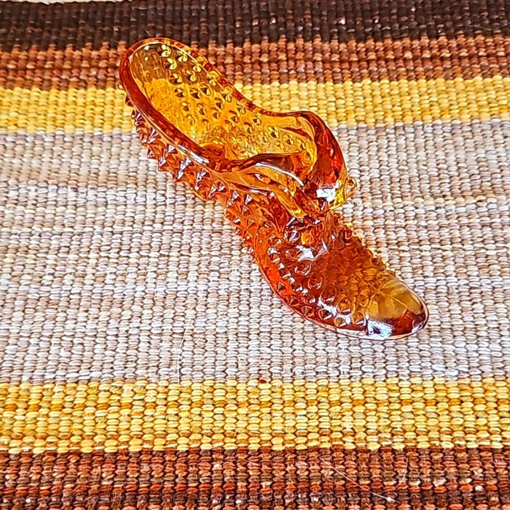 Fenton Amber Glass Shoe
